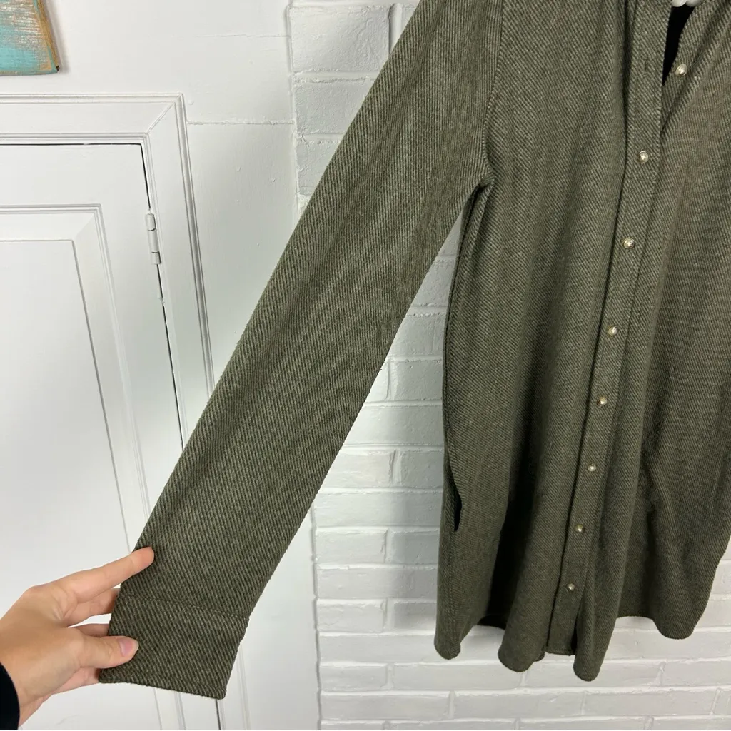 Faherty Legend Knit Sweater Dress in Olive Green Melange Twill Size S - Image 12