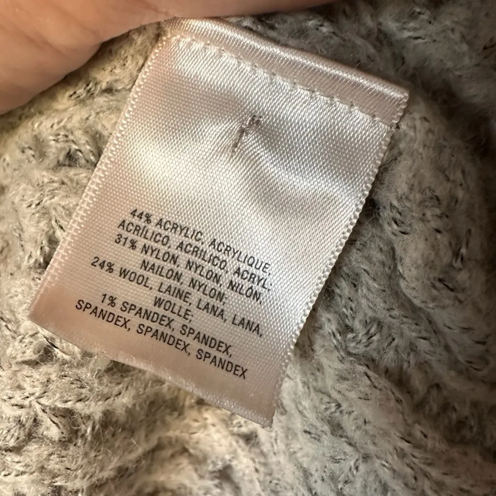 Sleeping On Snow Hooded Open Front Chunky Knit Cardigan Coatigan XS Beige Tan - Image 4