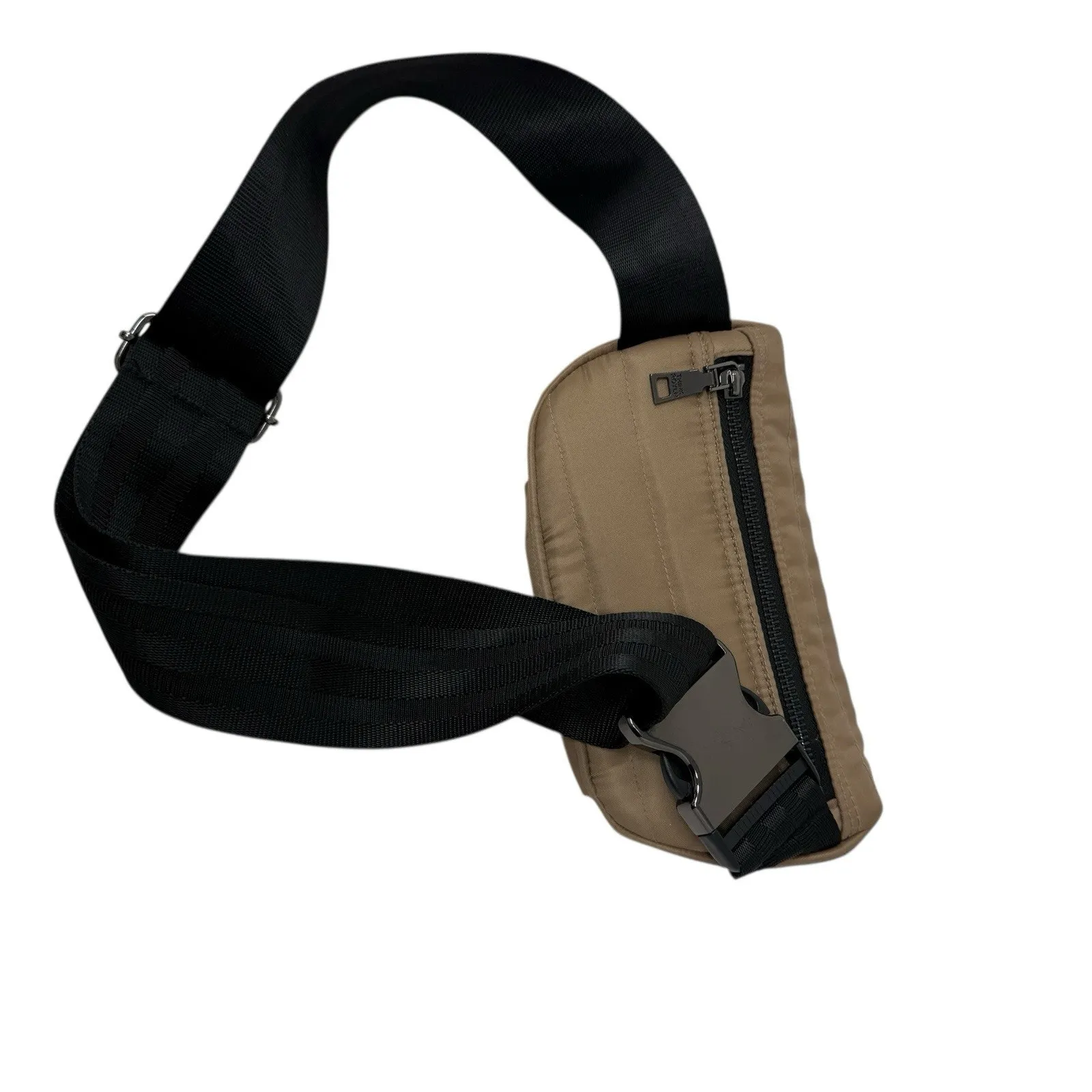 Think Rolyn Belt Waist Bum Bag Travel Taupe Brown Nylon - Image 2