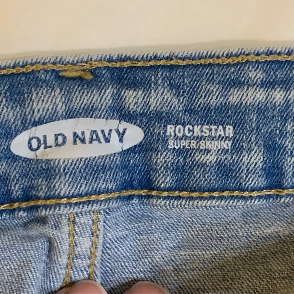 Old Navy Rockstar Super Skinny Distressed Patches Light Wash Jeans 2 - Image 7