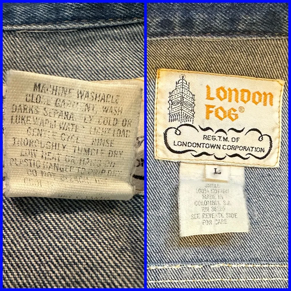 100% Cotton Vintage 1970s Large London Fog Blue Denim Jacket - Image 6