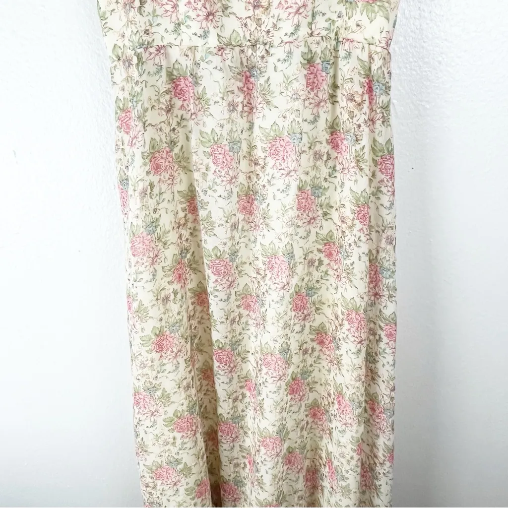 Floral Lace Trim Tie Should Straps Back Zipper Maxi Dress 7/8 - Image 7