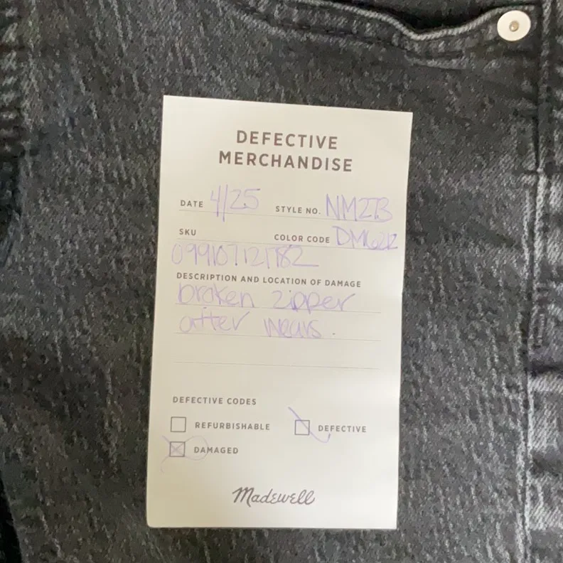 EUC Madewell Curvy 90s Black Wash Straight Jeans Sz 26  - NM273 - broken zipper - Image 8