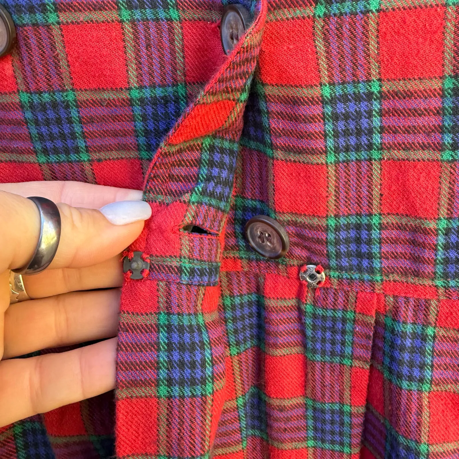 Vintage 90s JG Hook Red Blue Green Plaid Christmas Wrap Tank Dress Teacher 12 - Image 5