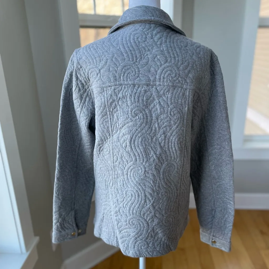 Vintage Laura Ashley Gray Quilted Zip Up Short Jacket Size Medium - Image 3