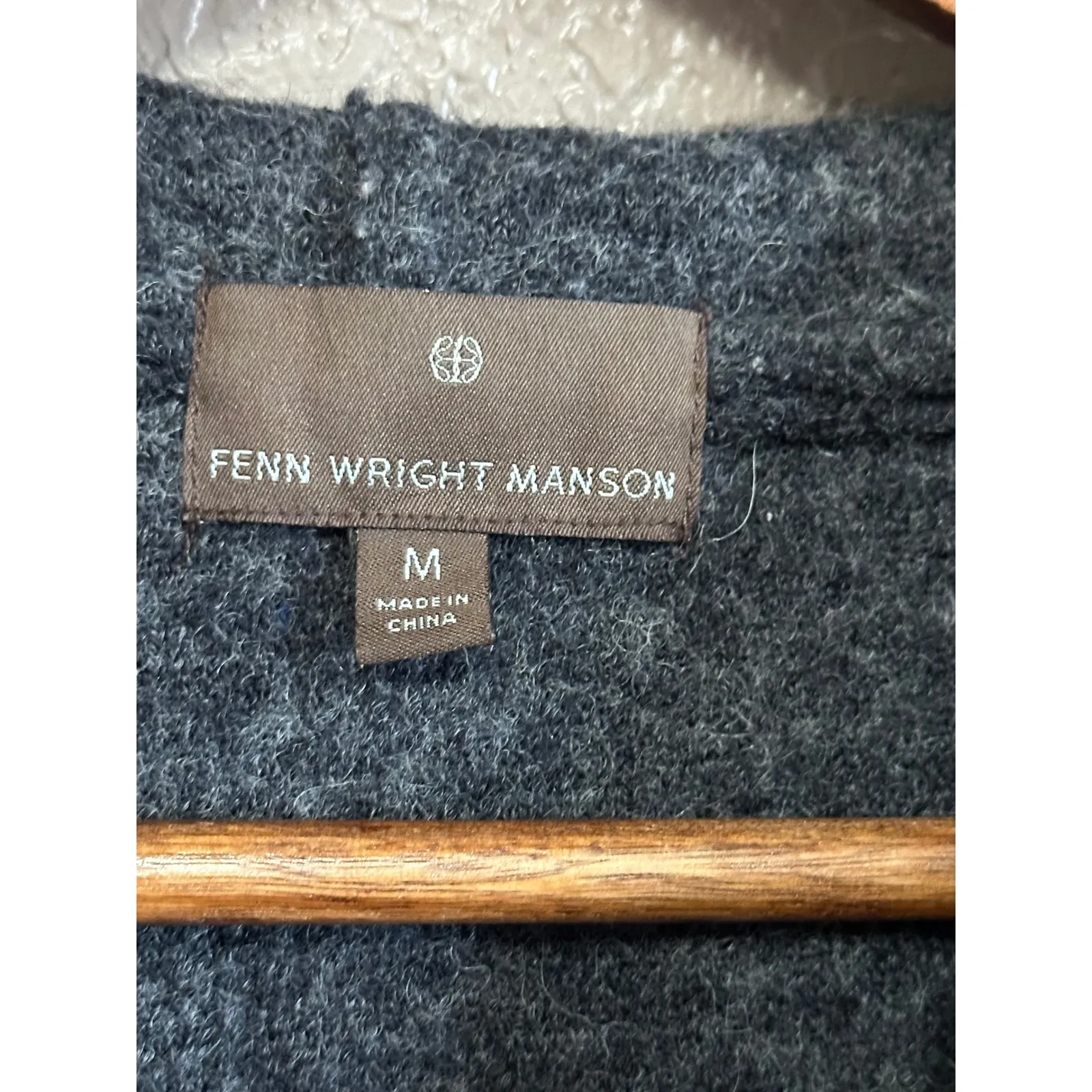 Fenn Wright Manson Grey 100 Wool Hooded Button Front Cardigan Sweater Medium - Image 5