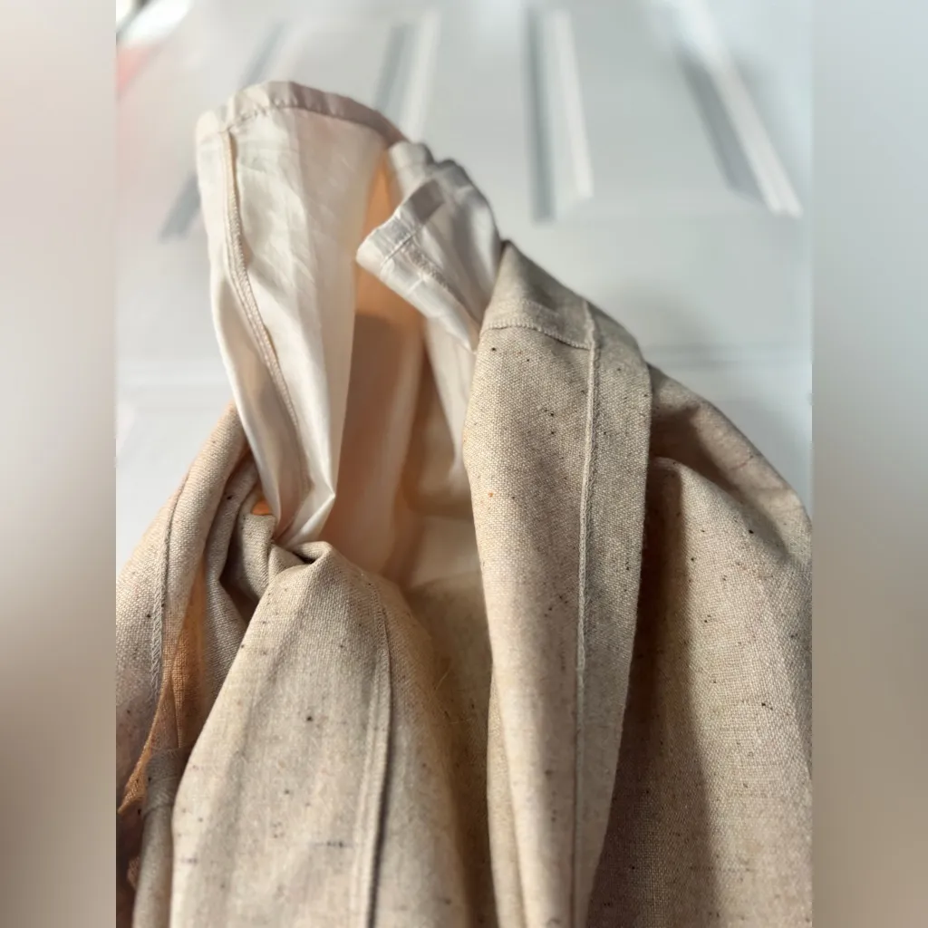 ROYITA Beige Wool Skirt SIZE L – Classic Minimalist Office Style Tan Size L - Image 5