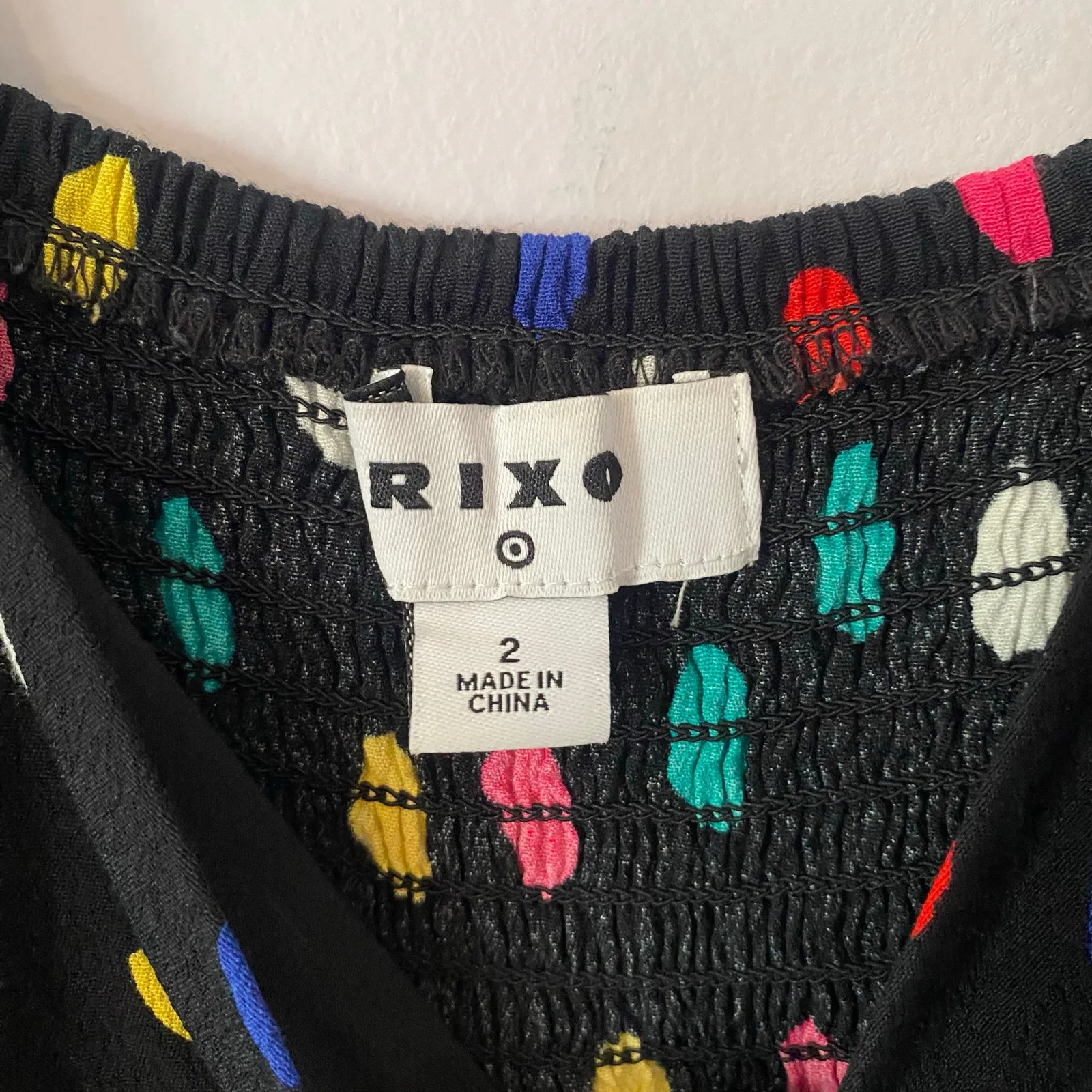 RIXO Target Black Colorful Polkadot Puff Sleeve Long Sleeve Mini Dress Women's 2 - Image 3