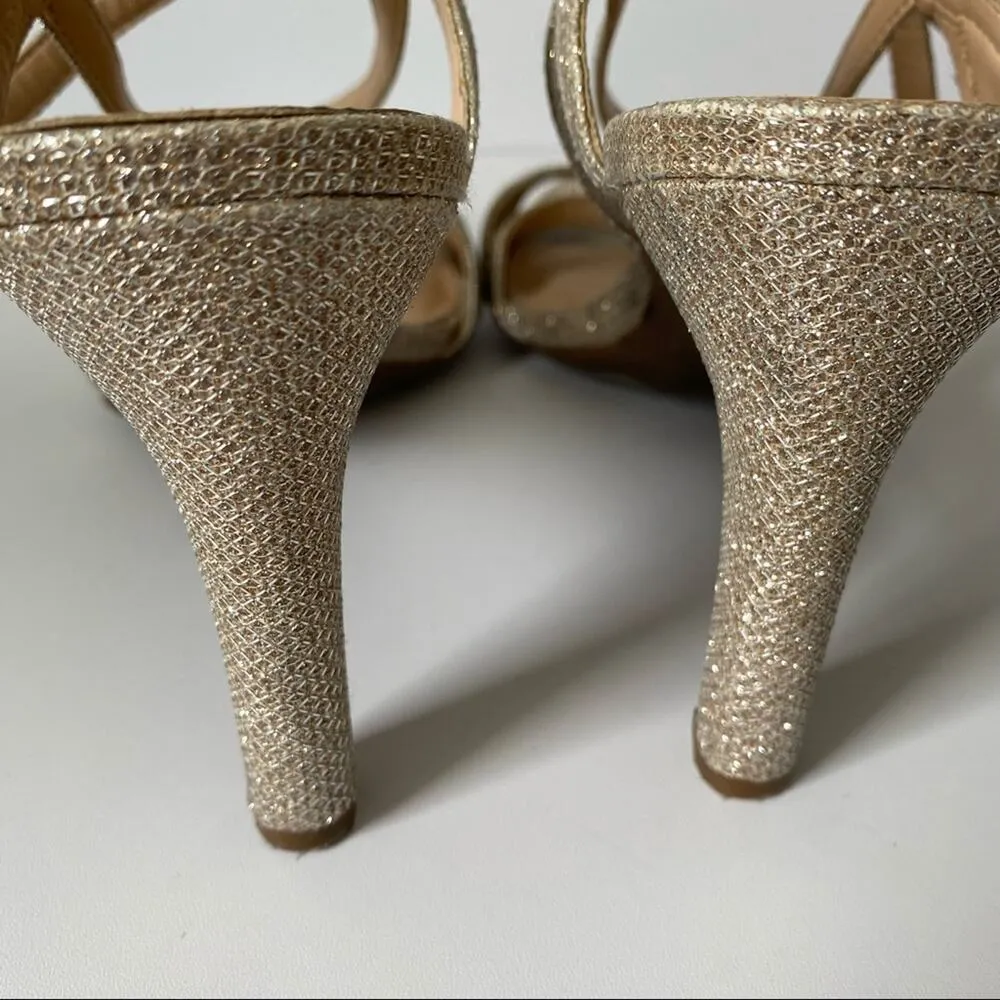 Franco Sarto Queen Gold Metallic Heel Sandals 10 - Image 9