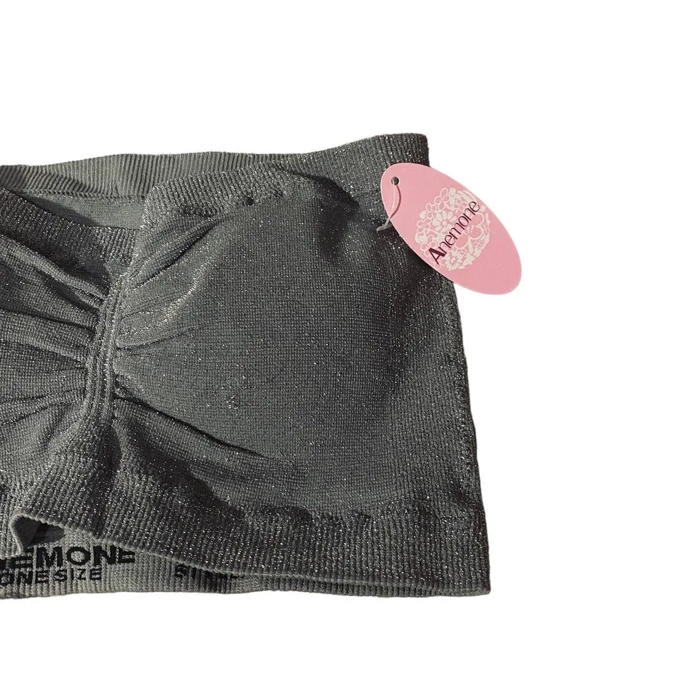 Anemone Gray Metallic Ruched Front Stretch Bandeau Women SZ OS - Image 7