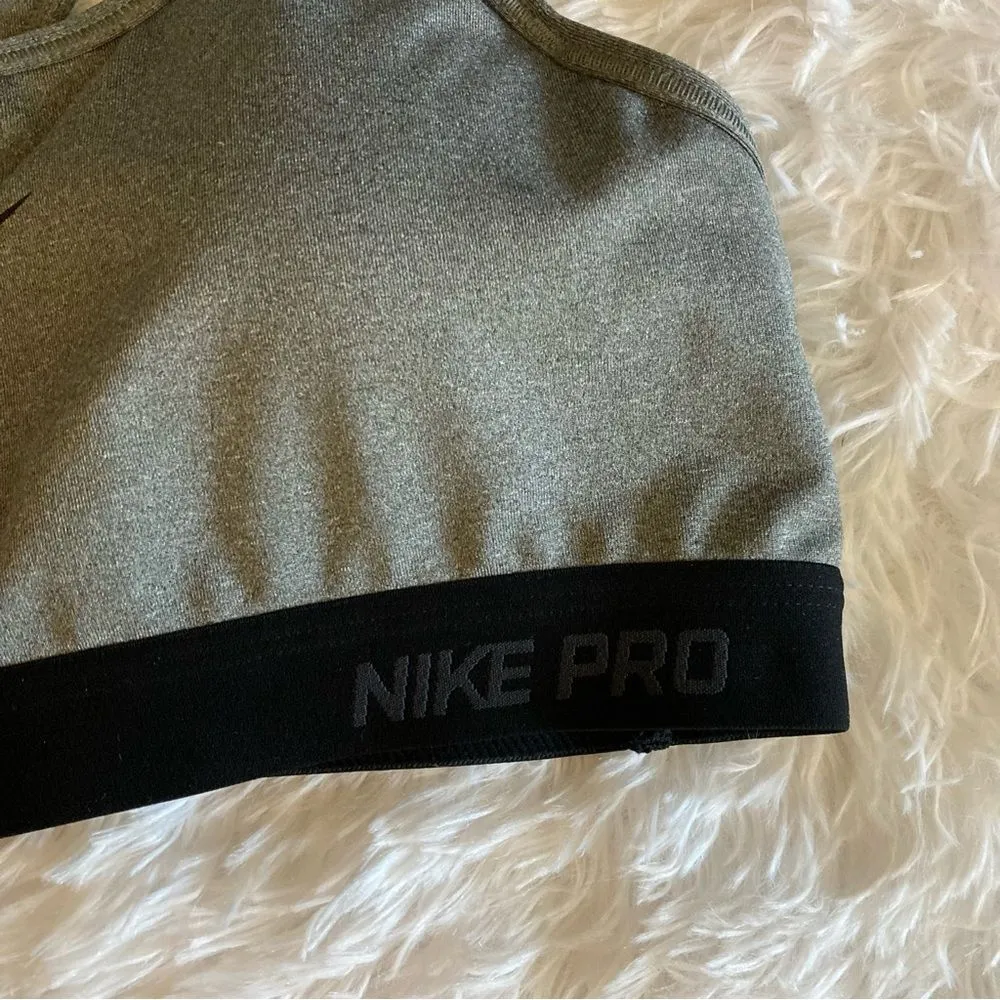 Nike Pro Gray Racerback Sports Bra Medium Lightly Padded - Image 4