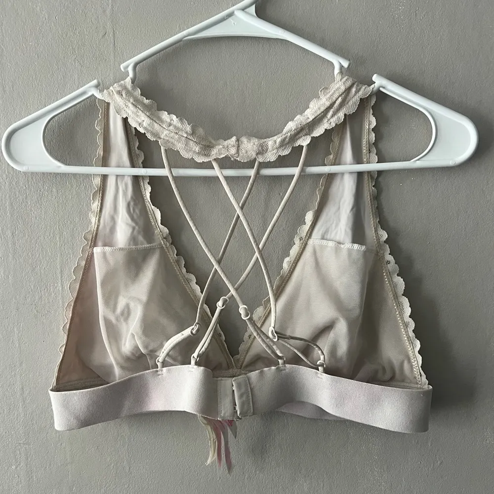 Victoria’s Secret PINK Cream Lace Strappy Back Bra Size Large - Image 3
