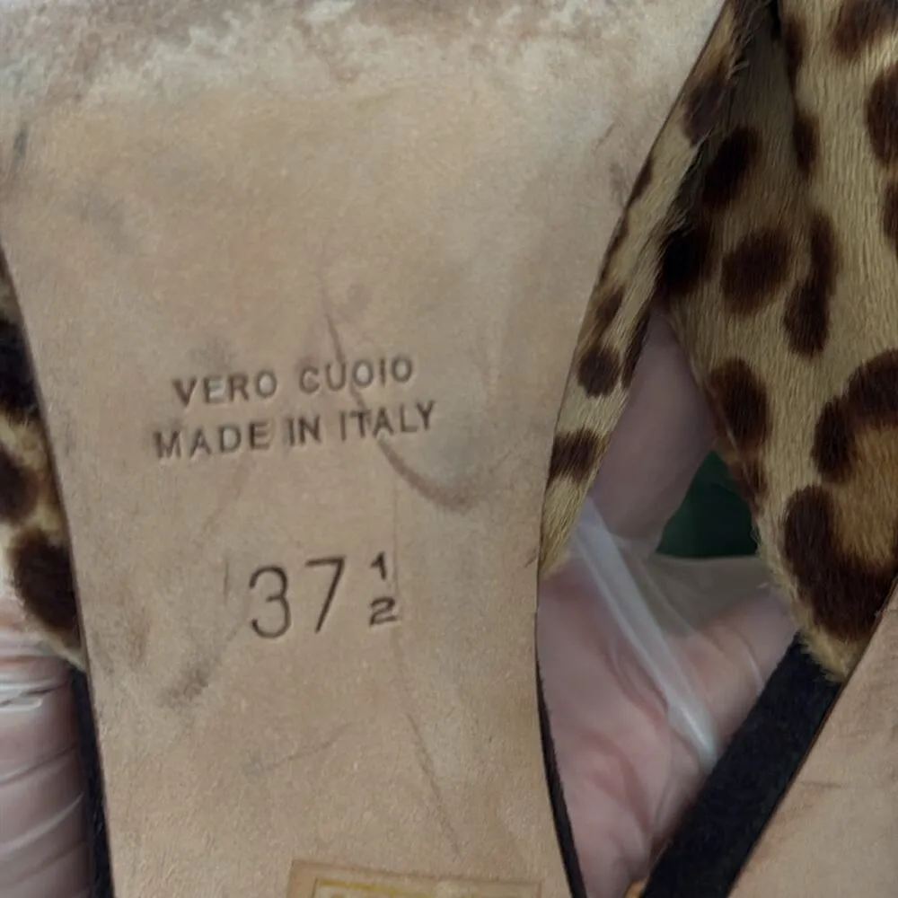 Madison Los Angeles Leopard Pony Hair Pointy Toe Open Back Heeled Mule Shoe Size 7.5 - Image 7