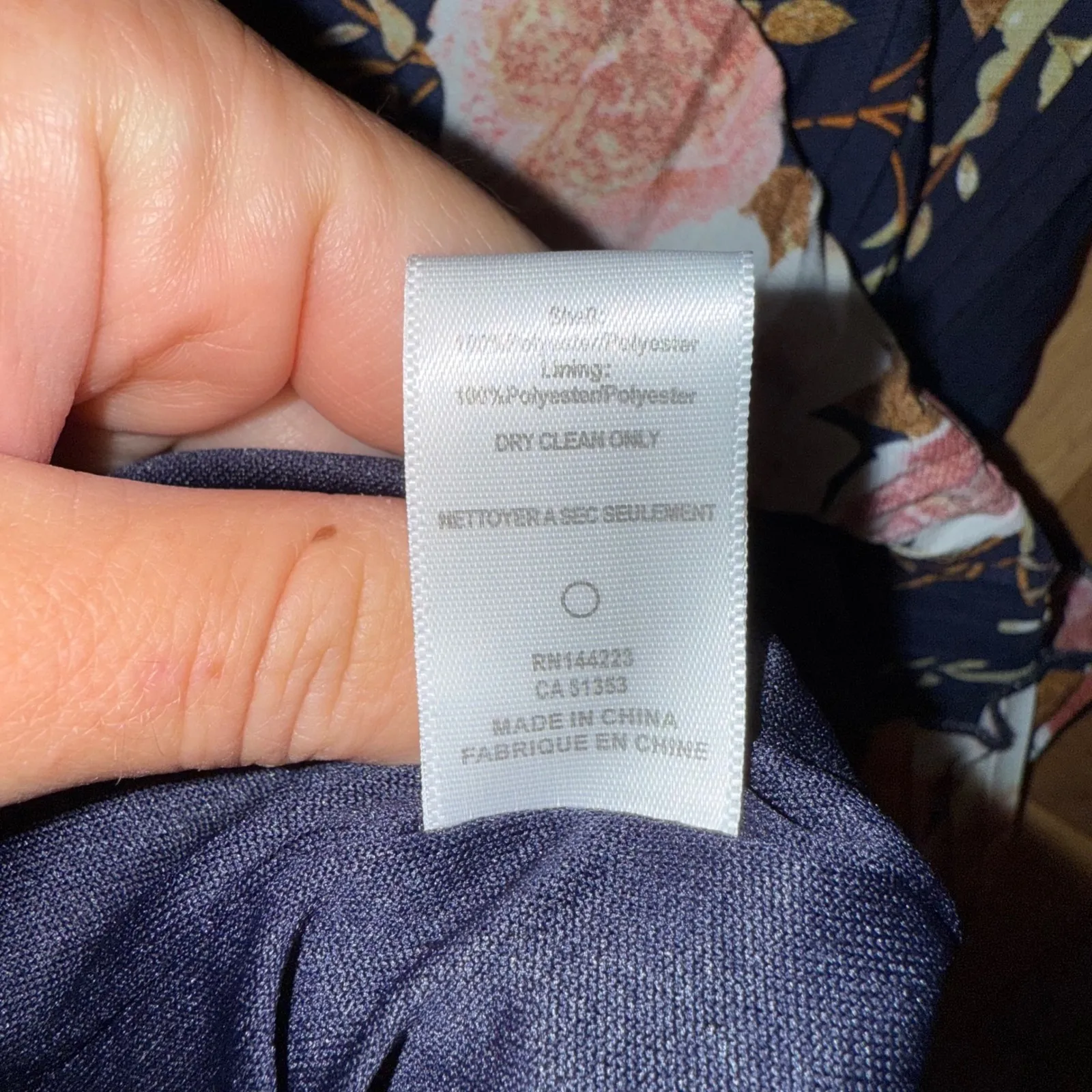 Bishop + Young Navy Blue Floral Print Pleated Maxi Dress tank adjustable lined - Image 6