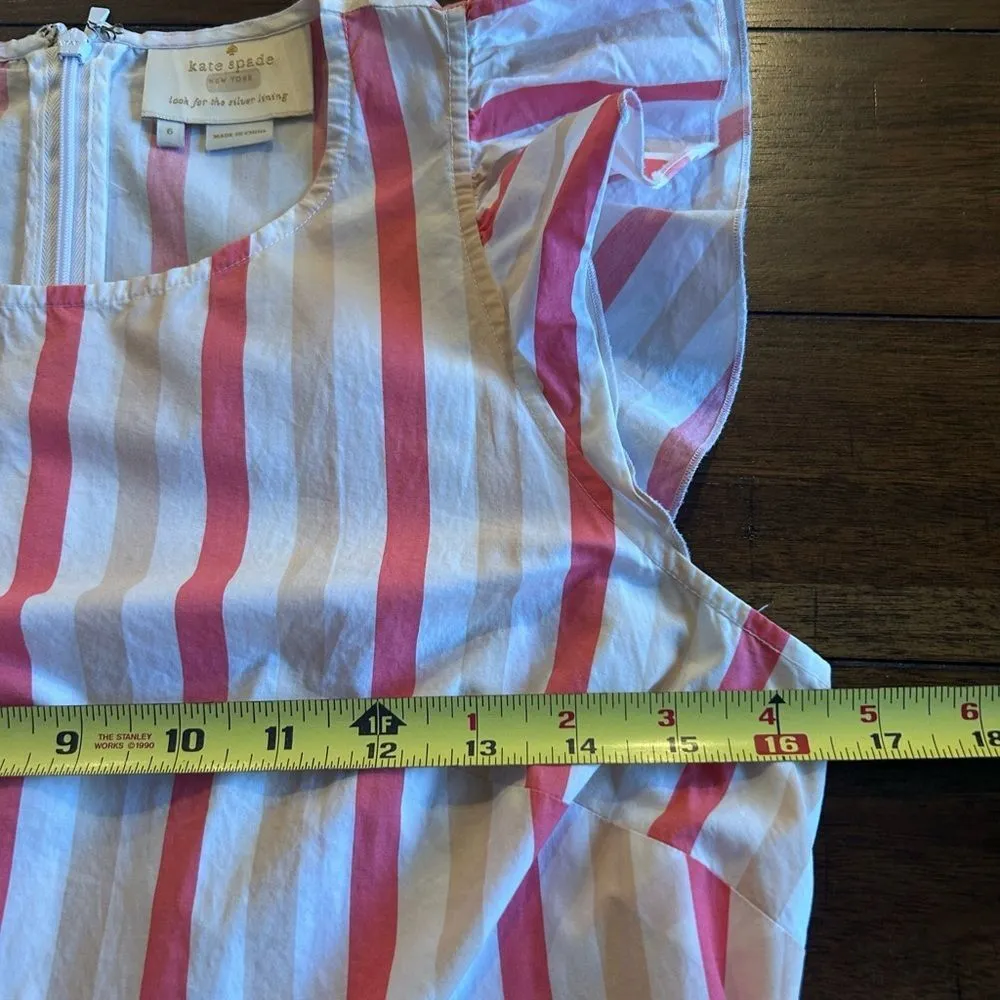 Kate Spade Pink Peach Sherbert Midi Dress Striped Tiered MSRP 328.00 - Image 6