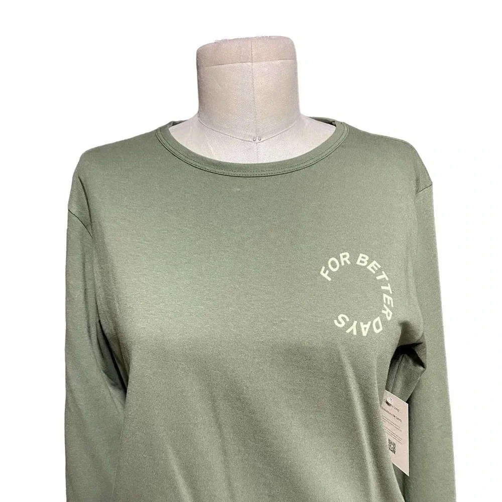 For Better‎ Days Shadow Long Sleeve Dark Green T - Image 4