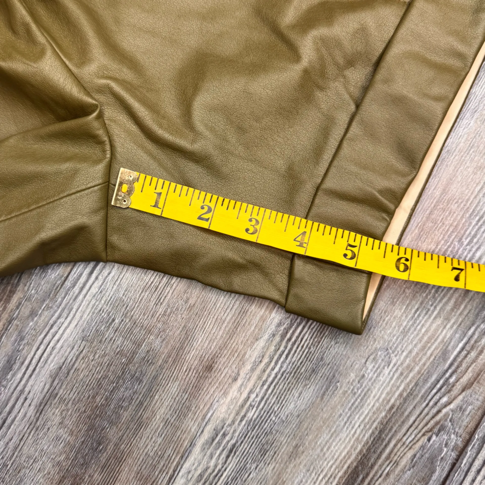 Trina Turk Womens Vegan Leather High Rise Olive Green Smocked Shorts Size 6 - Image 8