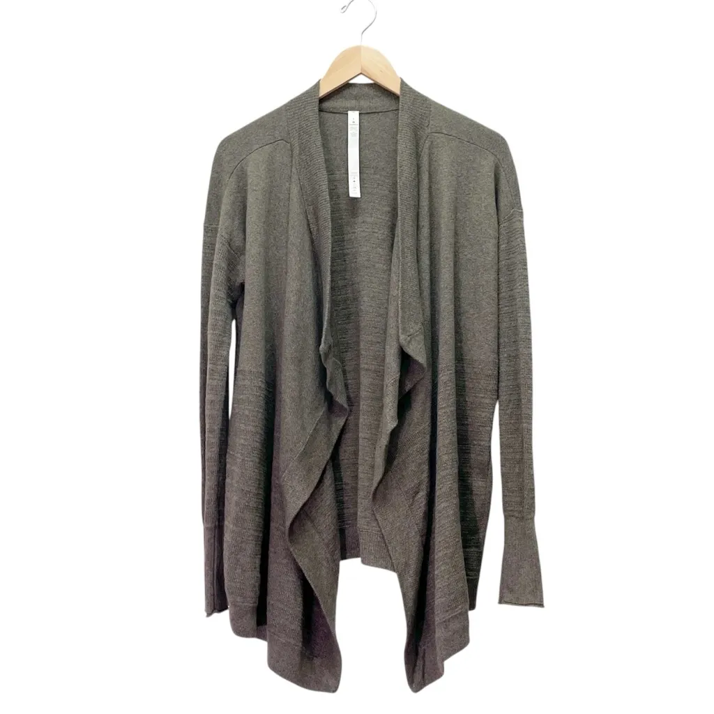 Lululemon Find Your Calm Wrap Cardigan Dark Olive Waterfall Open Front Size 6 - Image 2