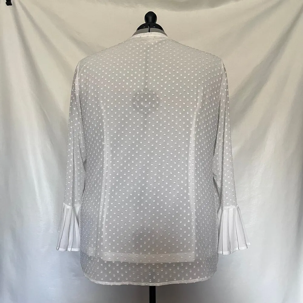 KRAZY KAT Popover Womens Blouse 2XL White 3D Polka Dot Ruffle Cottage Core Fairy - Image 6