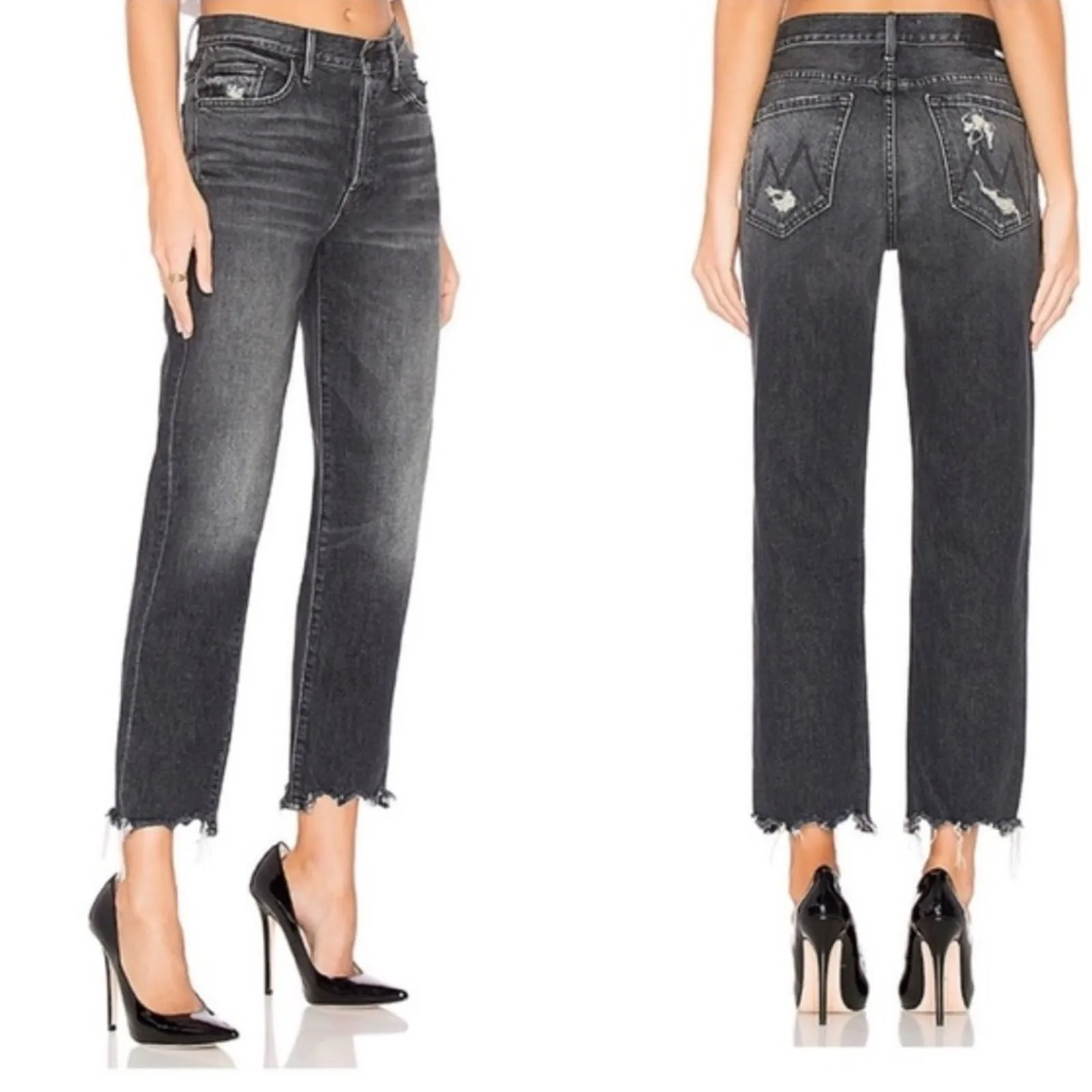 Mother Superior The‎ Saint Chew Gray Straight Leg Cropped Raw Hem Jeans Size 25 - Image 2