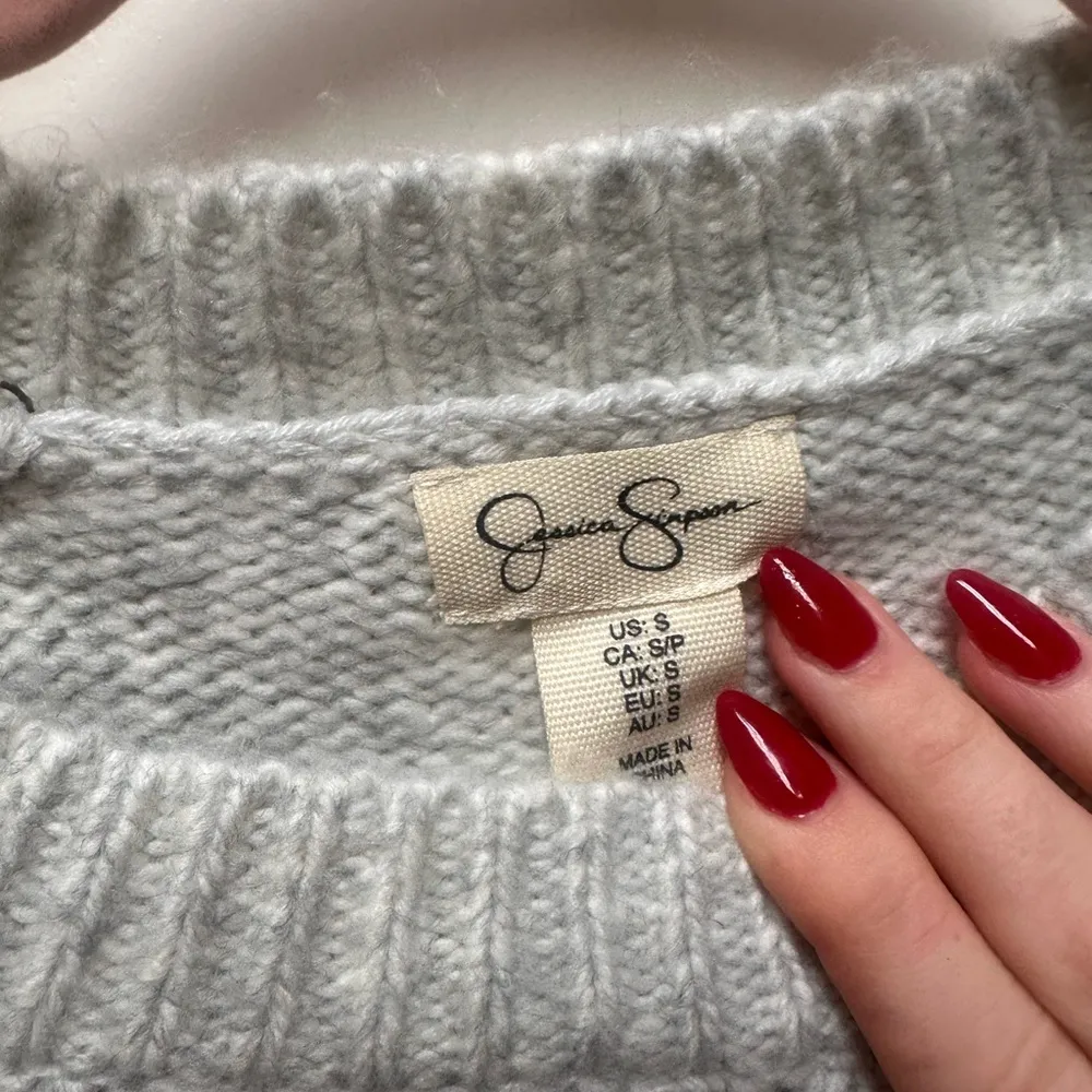 Jessica Simpson Gray Cable Knit Sweater - Image 3