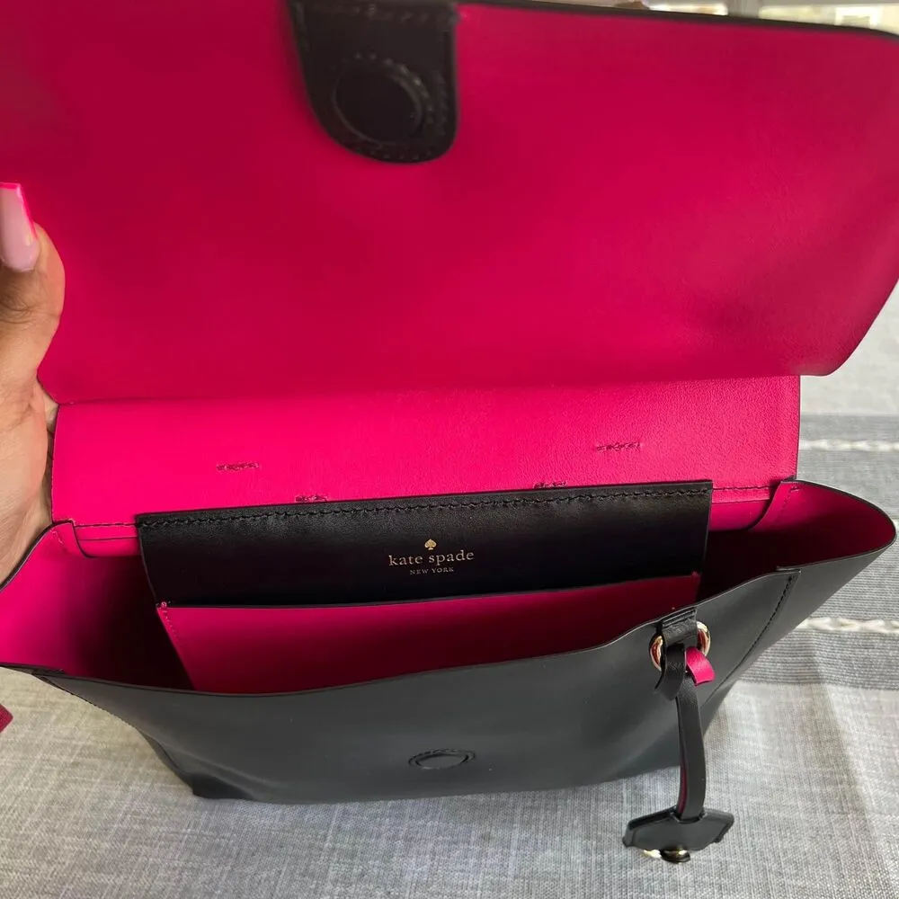Kate Spade Quincy Leather Backpack Black/ Hot  pink - Image 4