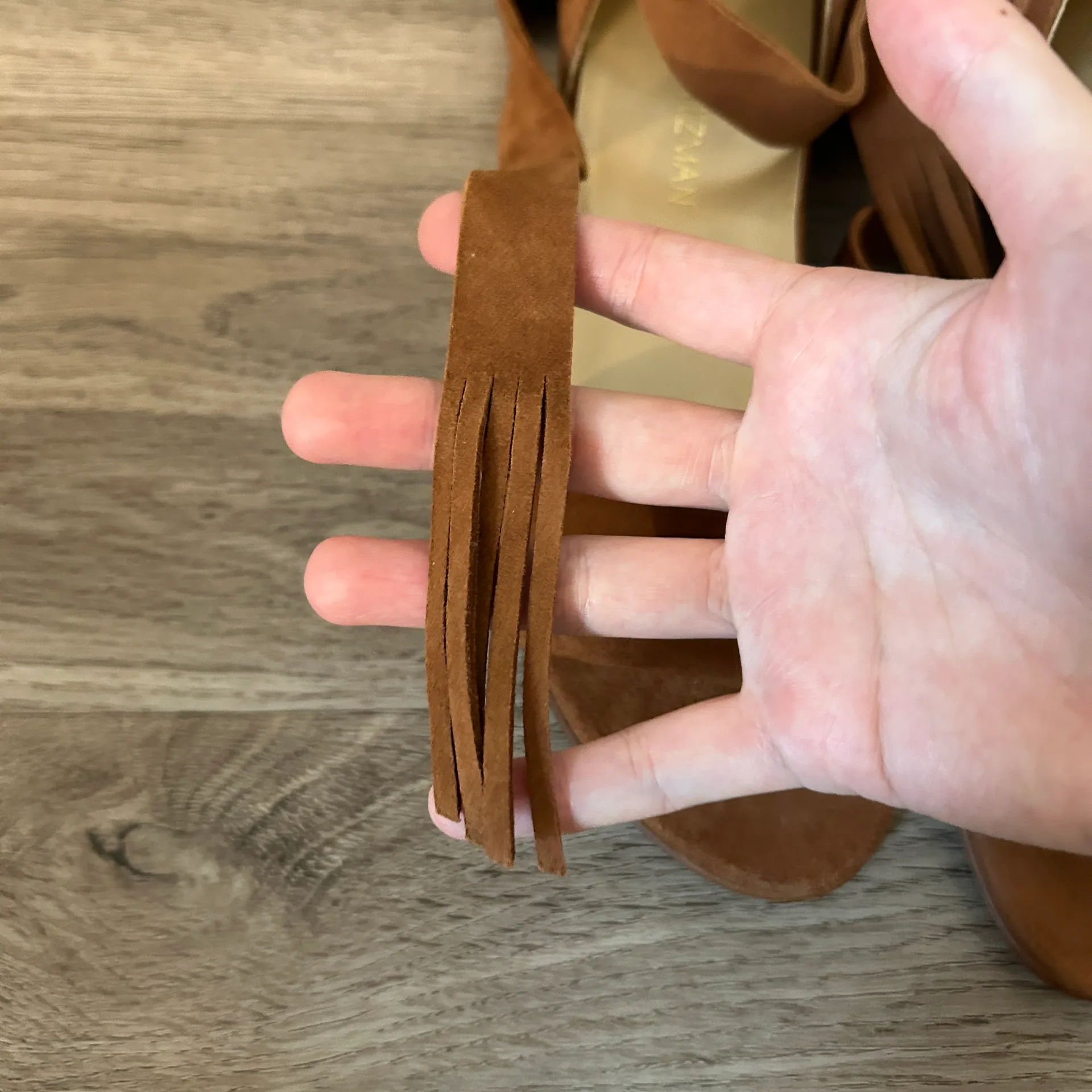 Stuart Weitzman Brown Suede Ankle Wrap Corbata Sandals Size 7 NWOT - Image 5