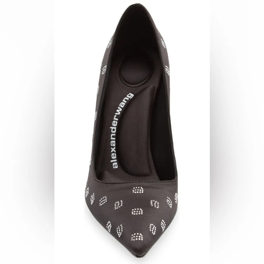 Alexander Wang Delphine Crystal Logo Pointed Toe Pump Black Size 9.5/39.5 NEW - Image 5