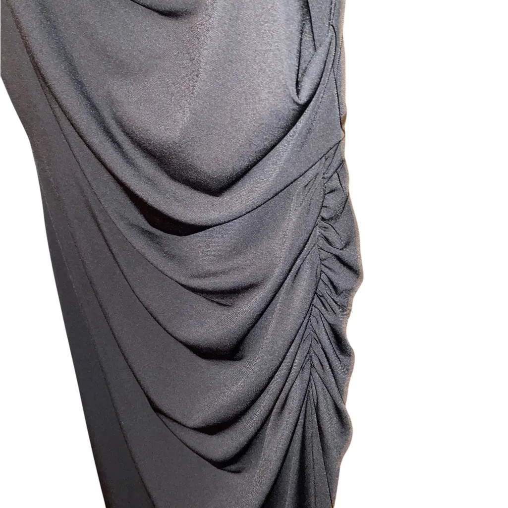 Sam Edelman Cowl Neck Jersey Asymmetrical Midi Black Sleeveless party Dress - Image 9