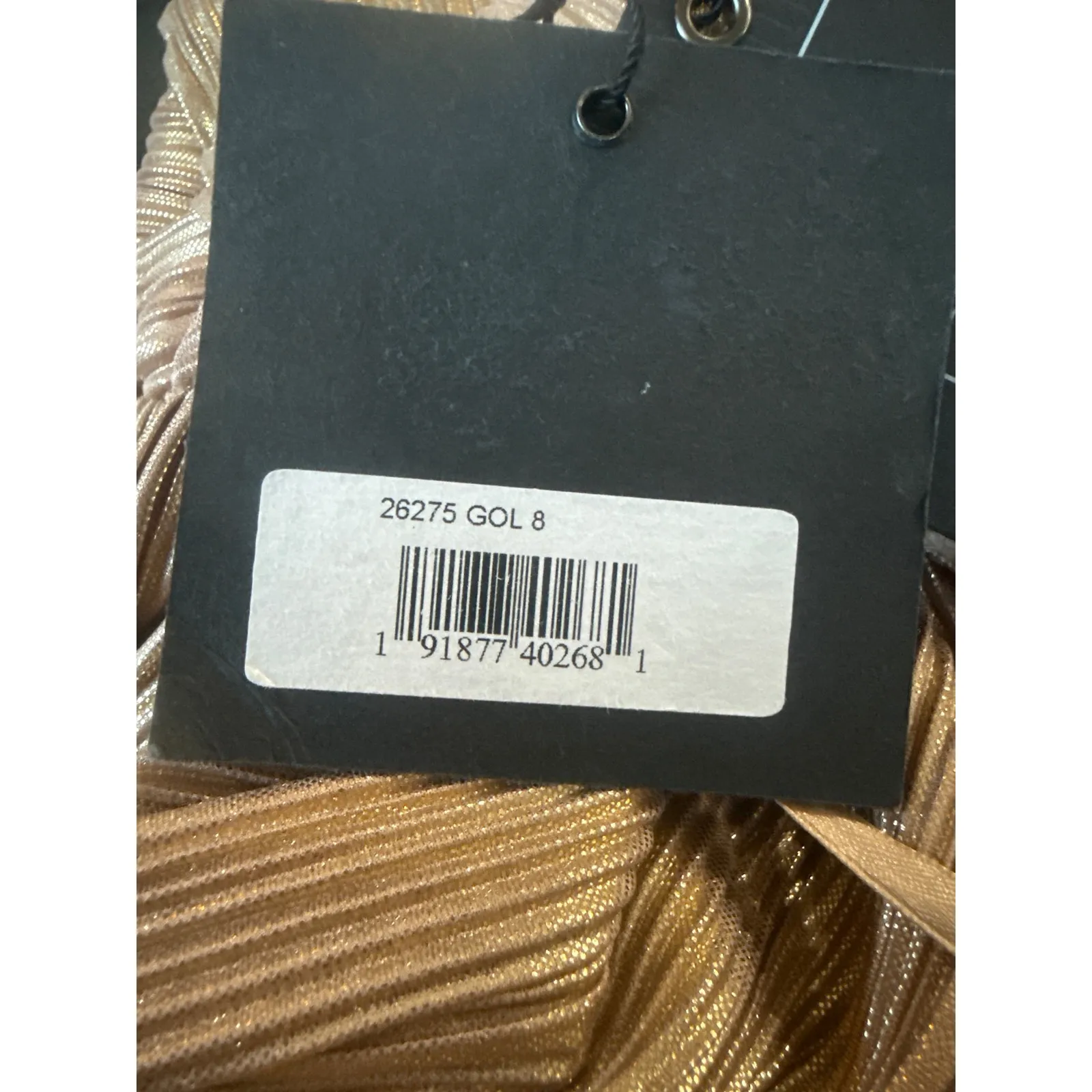 NWT Ieena Mac Duggal 26275 Gold Metallic Ruched A-Line Gown Sz 8 $398 - Image 11