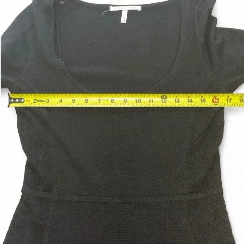 Victoria's Secret Black Knit Dress Long Sleeve‎ Scoop Neck Medium M - Image 6