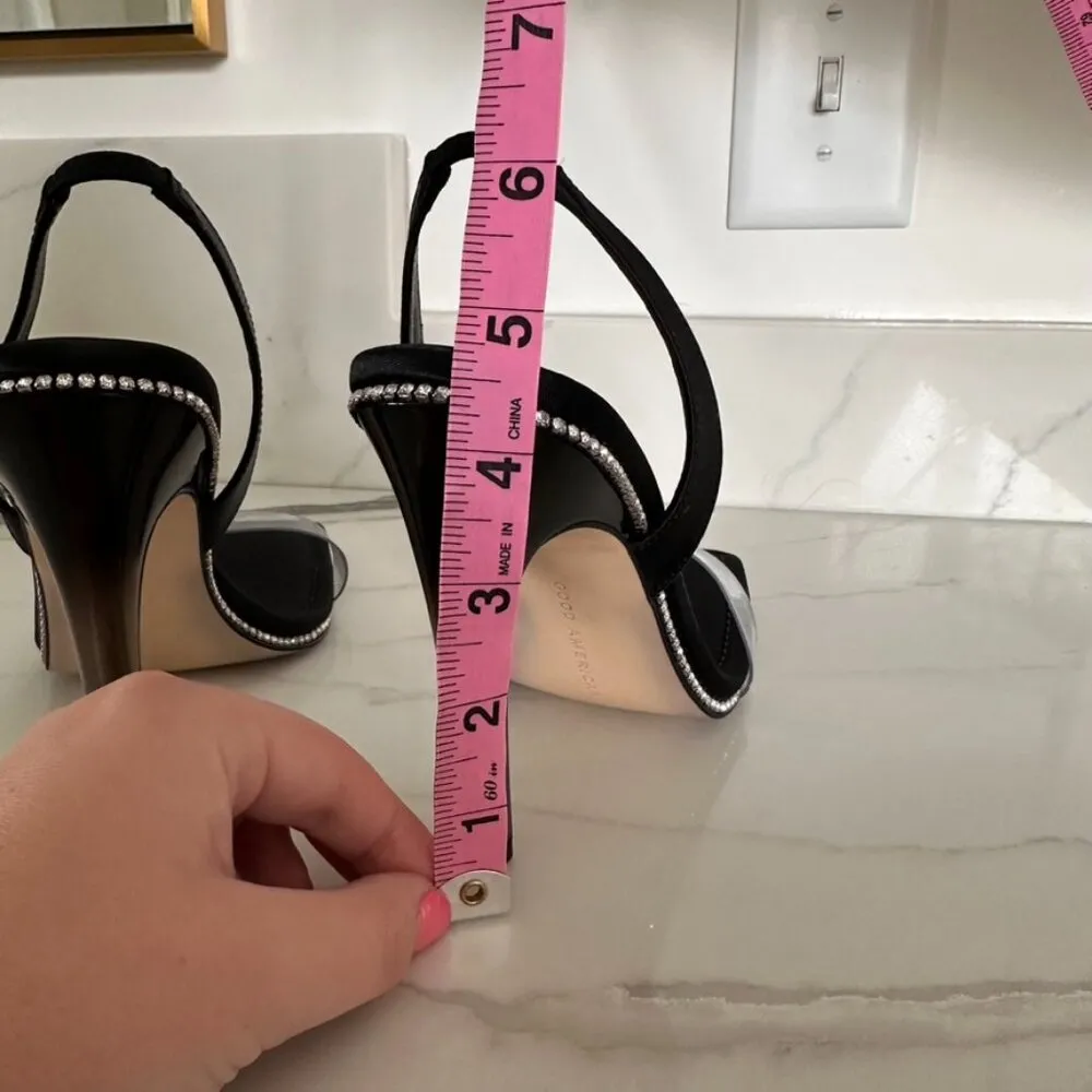 Crystal Crush Lucite Satin Rhinestones Stilletto Heels SZ 9 - Image 6