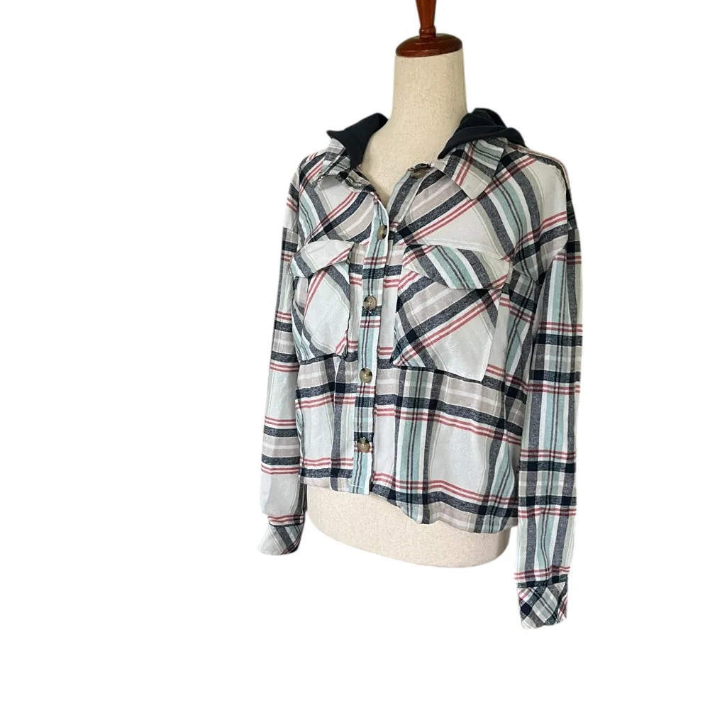 No Comment Oversized Flannel Hoodie - Image 6