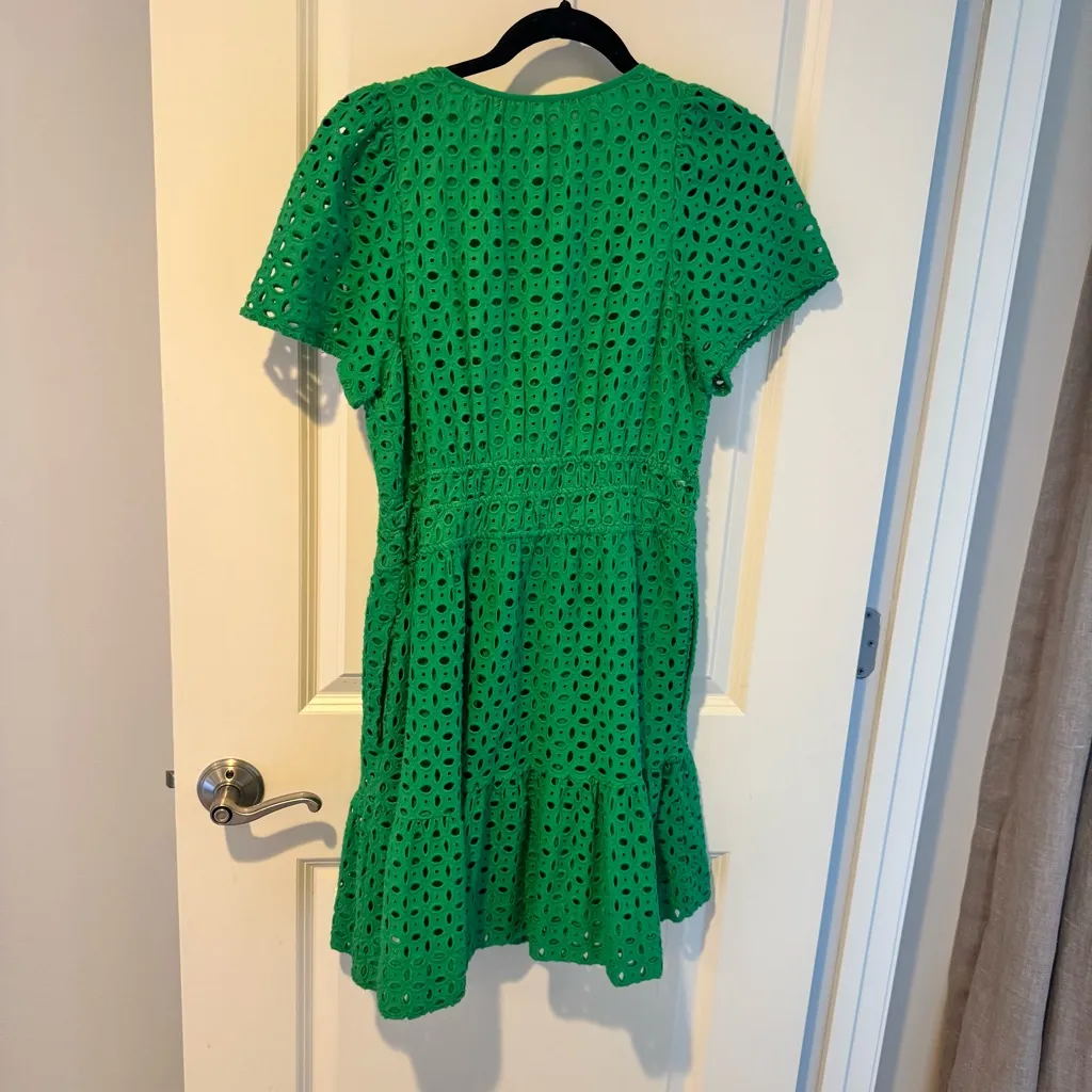 Anthropologie Green Eyelet Somerset Mini Dress | M - Image 3