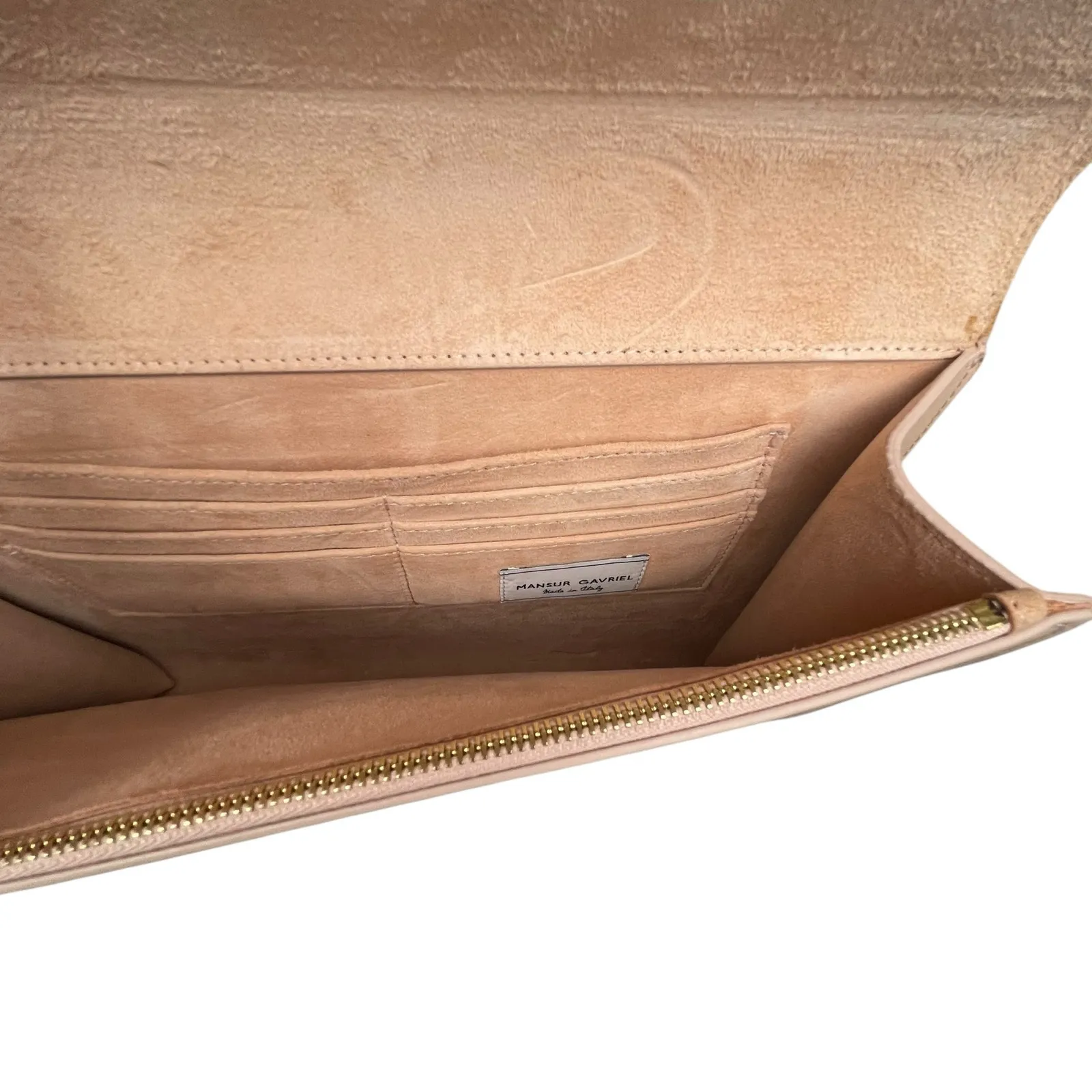 Mansur Gavriel Envelope Clutch Sand Beige Cards Flap Over Leather Pouch Purse OS - Image 7