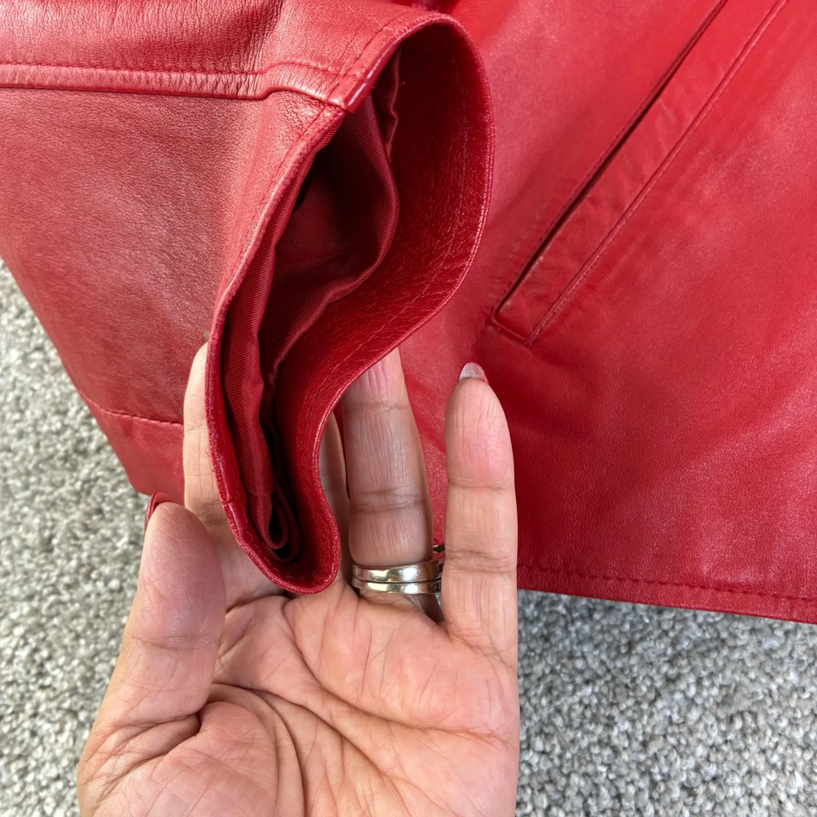 EVAN DAVIES Red Leather Jacket Womens 12 Zip Up Collared Blazer Style Retro VTG - Image 3