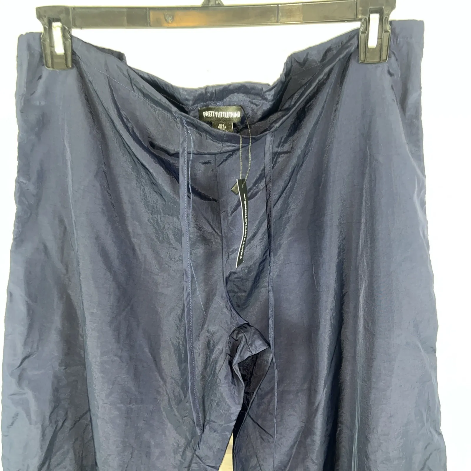 Pretty Little Thing NWT Navy Lightweight Y2K Parachute Toggle Cargo Pants Size 2 Blue - Image 7