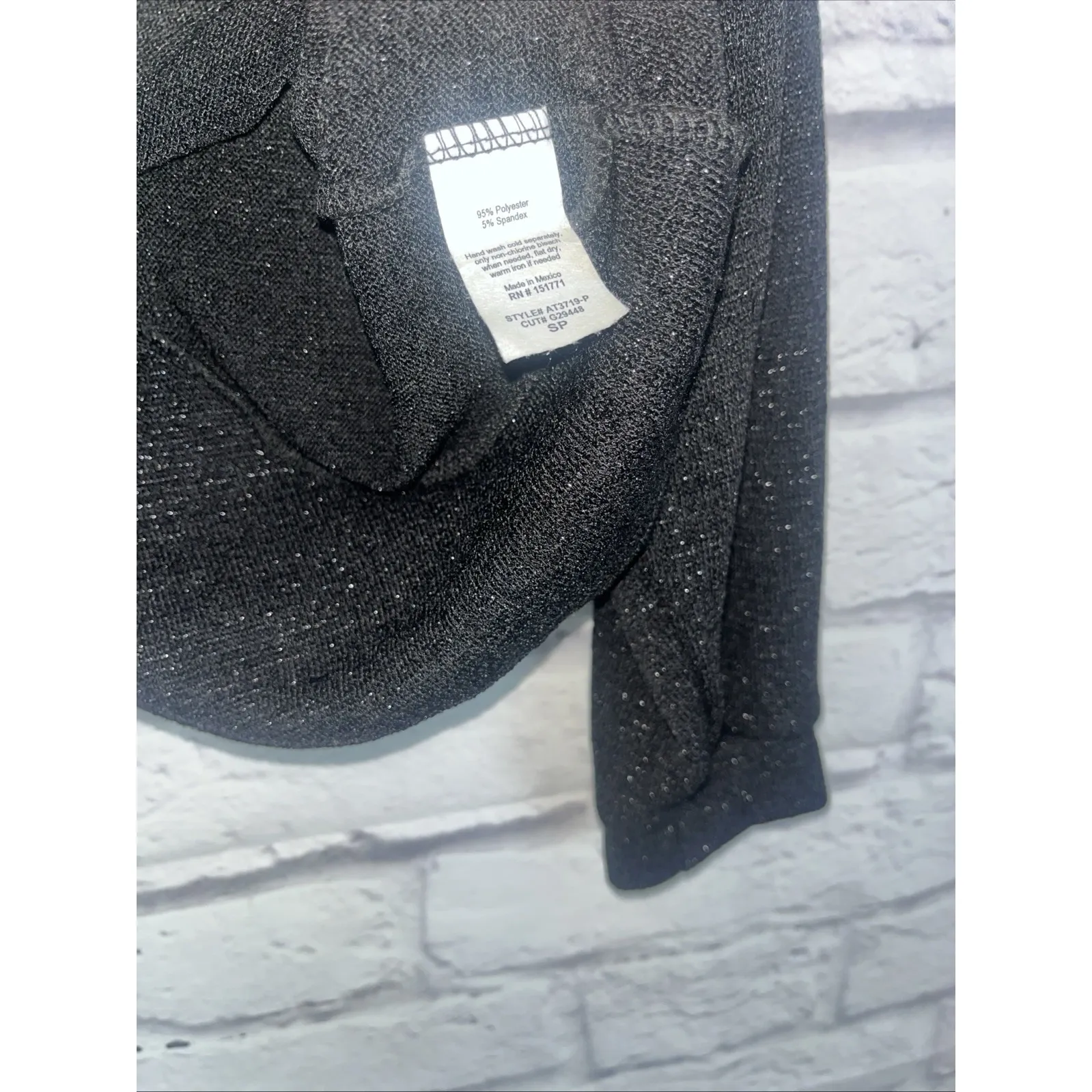 Kaileigh Women's NWOT Black Sparkle Open Back Holiday Dressy Sweater Size PS - Image 7