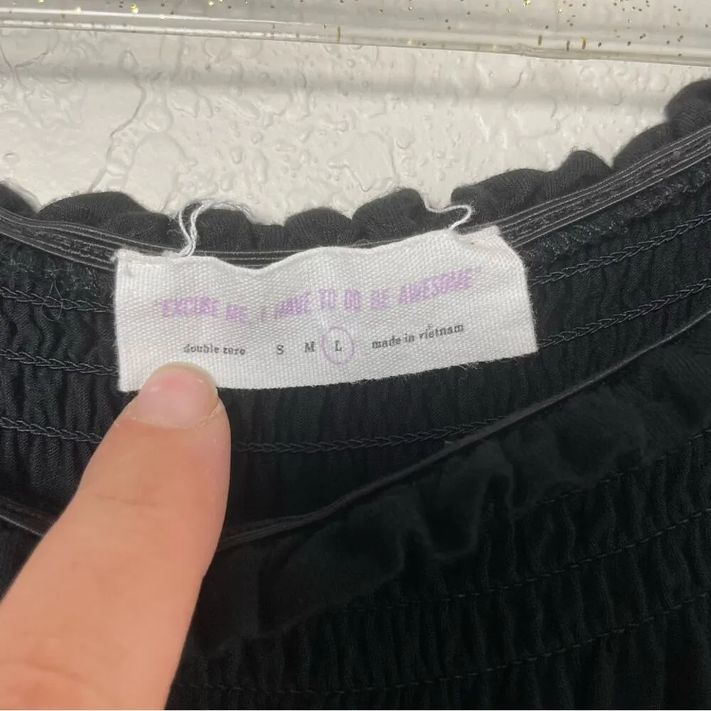 DOUBLE ZERO Black Jersey Shorts Romper Off the Shoulder Size L - Image 3