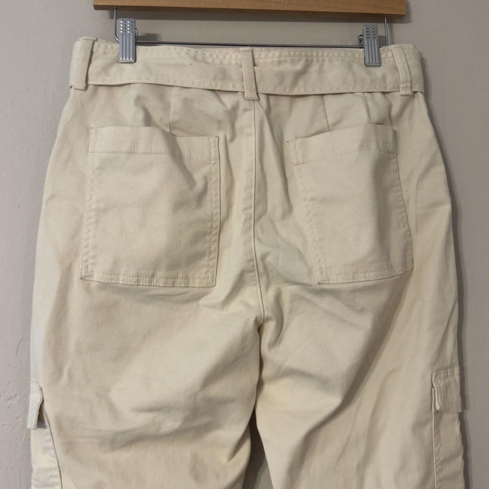 Banana Republic Pants Womens 6 Beige Cargo Belted Tapered Cropped Twill Stretch - Image 9