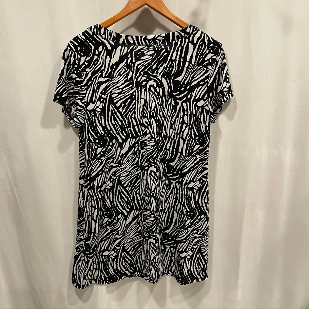 Y2k Style & Co. zebra fringe neck short sleeve mini dress pool club party brunch Black Size M - Image 2