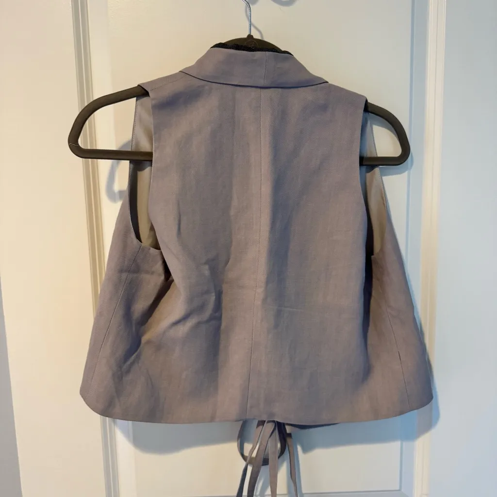 Brunello Cucinelli cropped silk-linen gilet jacket and matching pants | size 2 - Image 6