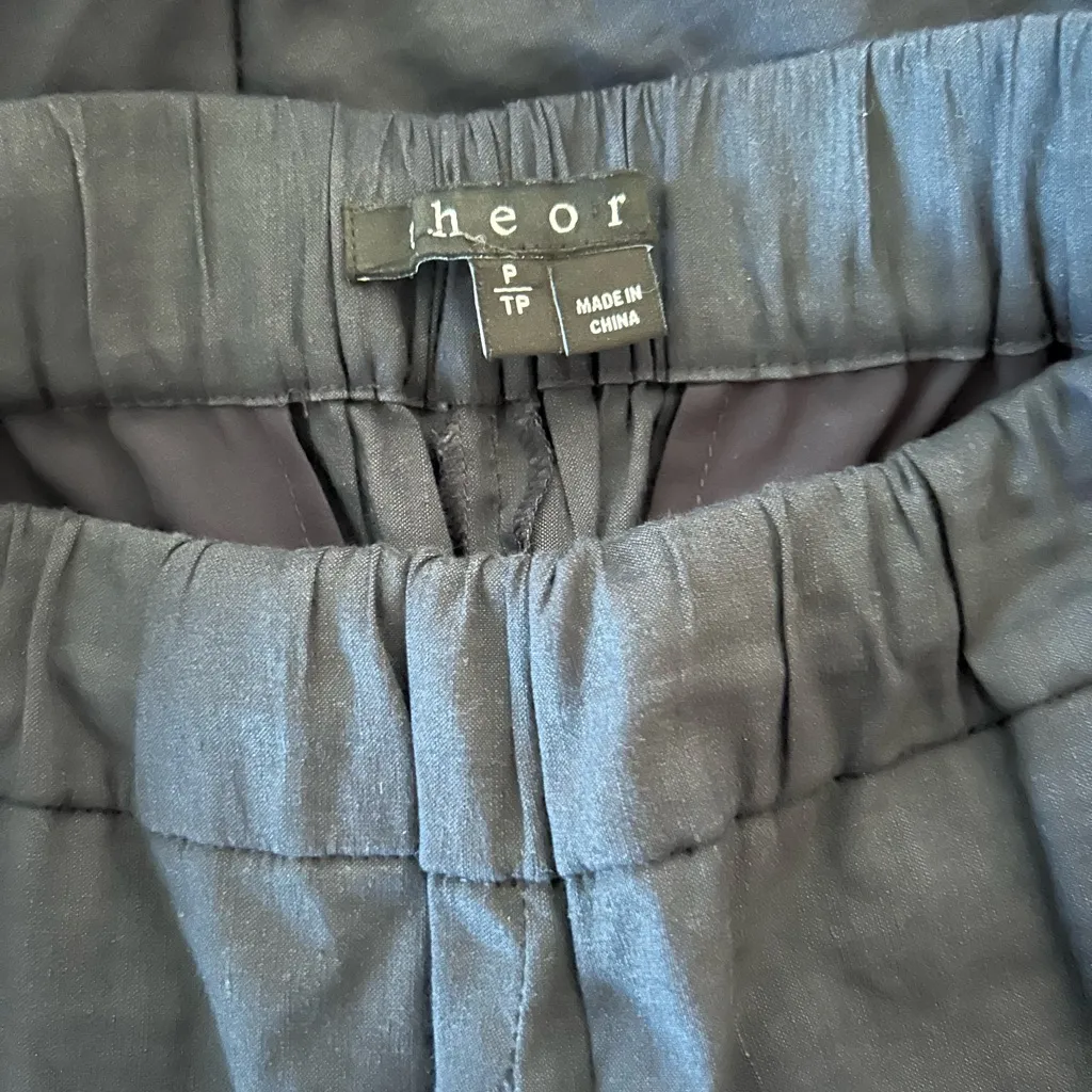 Theory Northsound Linen Blend Trouser Navy Blue Size T/TP Petite Small Elastic - Image 4