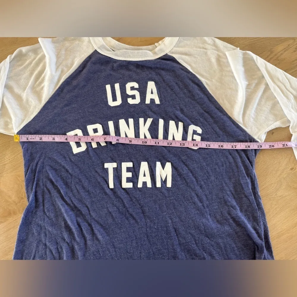 Wildfox  "USA Drinking Team" Raglan Baseball Tee Women's XS Tshirt Top - Image 7