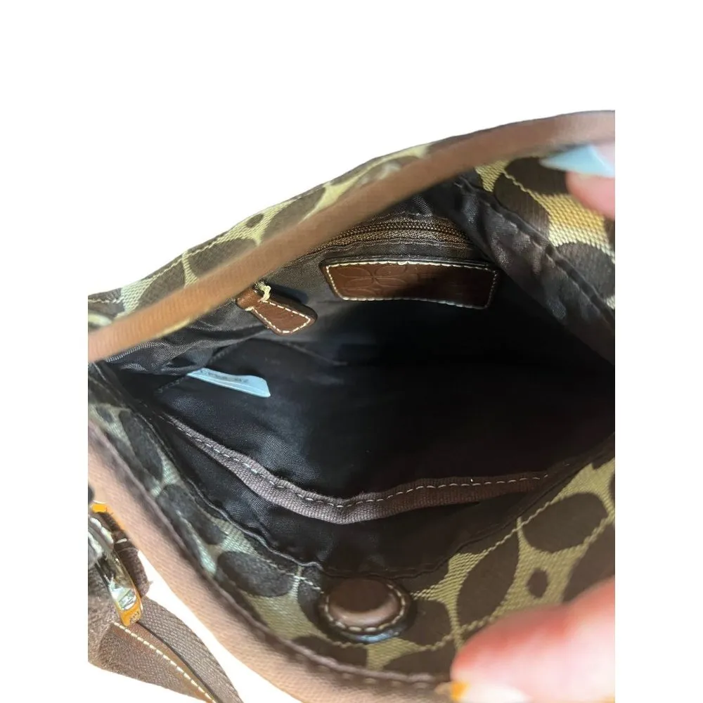 Fossil Adjustable Strap Brown Crossbody Bag Purse Geometric Design - Image 5