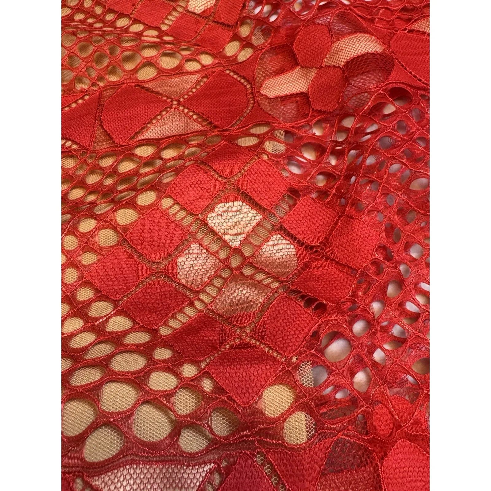 BCBGMAXAZRIA Red‎ Lace Midi Dress Size 0 Cocktail Party Wedding Guest - Image 9