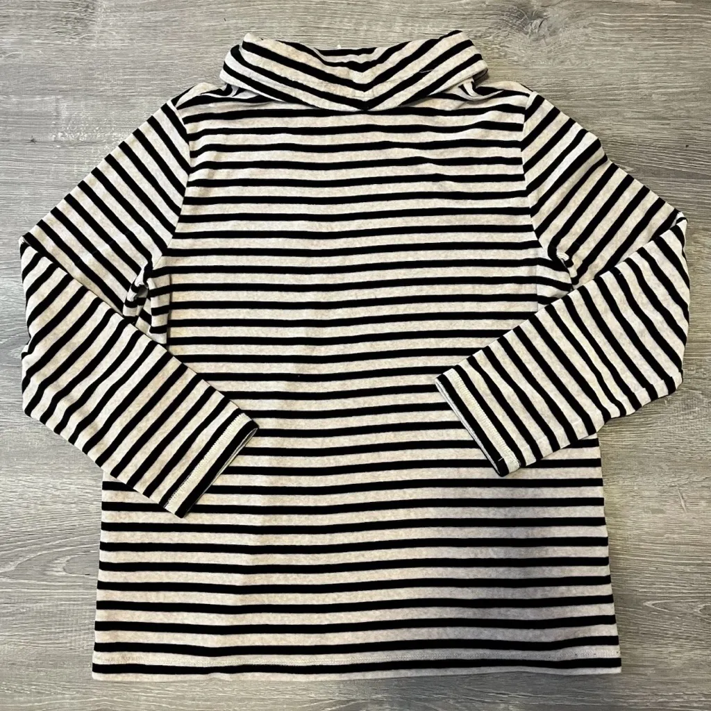 T By Talbots Striped Pullover Mock Neck Sweatshirt Womens Size L Velour - Image 8