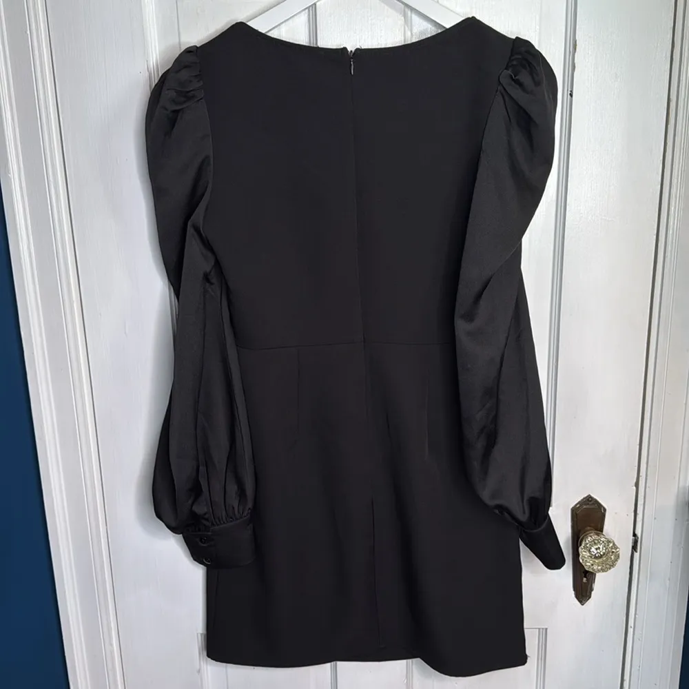 Lulus Longtime Crush Black Puff Shoulder Long Sleeve Mini Dress W1187 Sz S - Image 9