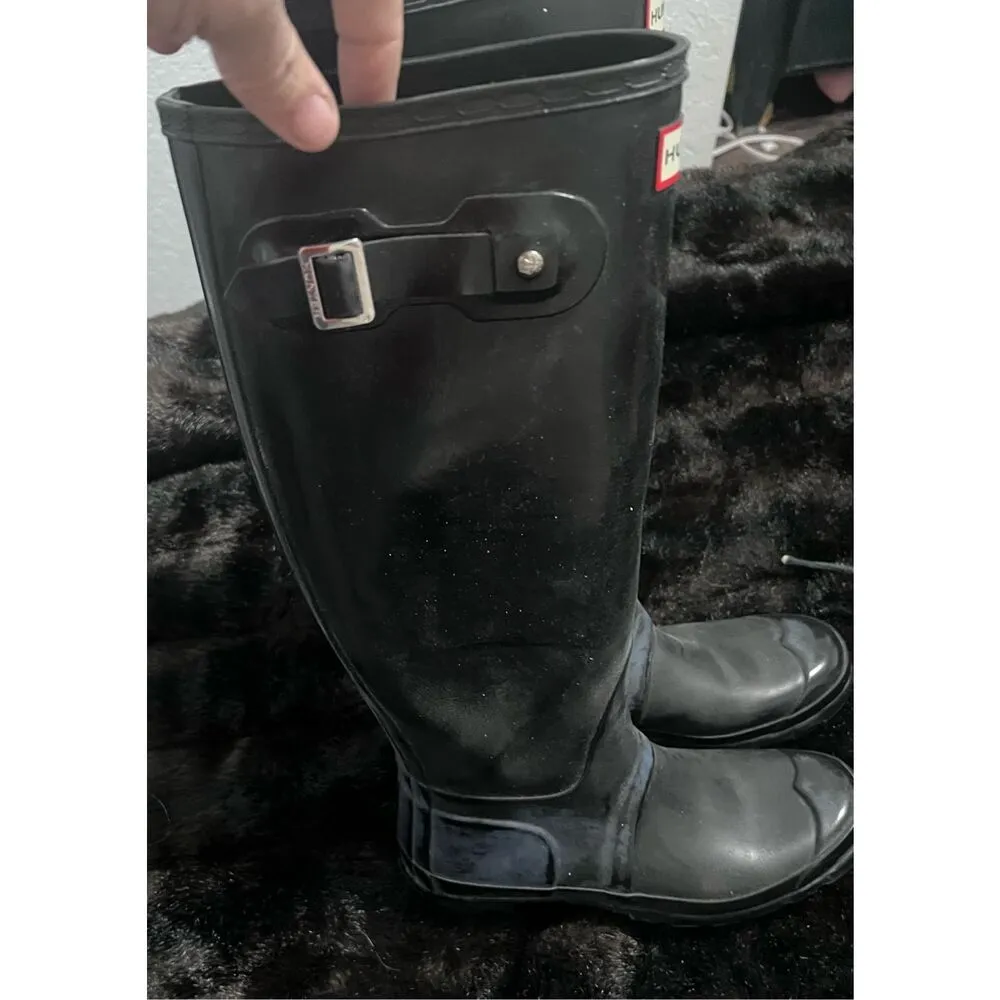 Hunter Gloss Tall Black Rubber Rain Boots Women’s Size 8 - Image 8