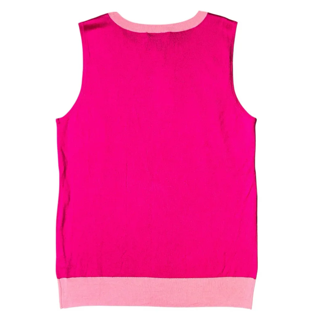 Saks Fifth Avenue NWT Fuscia Pink Cashmere Silk Sweater Tank Blouse LG Knit - Image 2